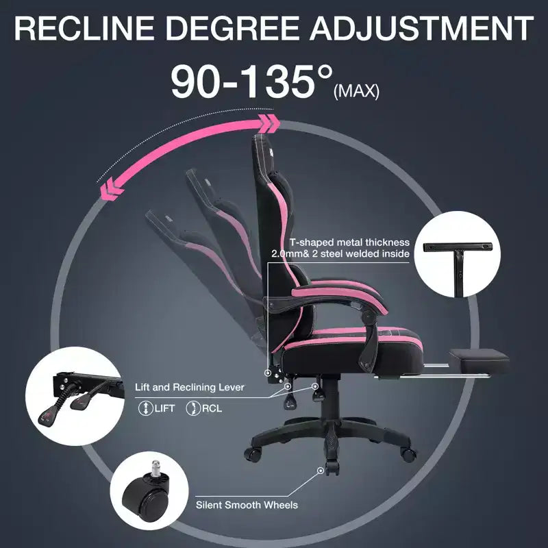 Sillón de juego de masaje Hoffree de tela transpirable, silla ergonómica de oficina para PC con reposapiés y ajustable