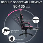 Sillón de juego de masaje Hoffree de tela transpirable, silla ergonómica de oficina para PC con reposapiés y ajustable