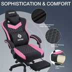 Sillón de juego de masaje Hoffree de tela transpirable, silla ergonómica de oficina para PC con reposapiés y ajustable
