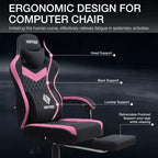 Sillón de juego de masaje Hoffree de tela transpirable, silla ergonómica de oficina para PC con reposapiés y ajustable