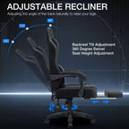 Sillón de juego de masaje Hoffree de tela transpirable, silla ergonómica de oficina para PC con reposapiés y ajustable