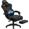 Sillón de juego de masaje Hoffree de tela transpirable, silla ergonómica de oficina para PC con reposapiés y ajustable