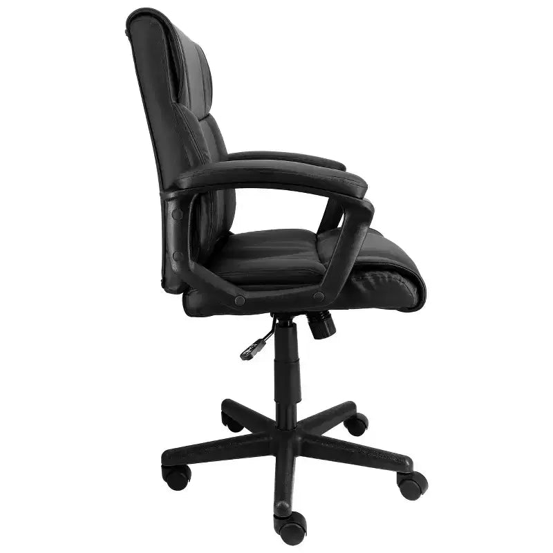 Silla de oficina Elama de altura media, de piel sintética, ajustable, en color negro