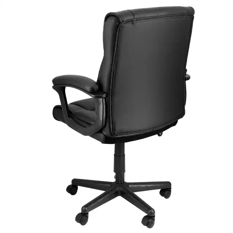 Silla de oficina Elama de altura media, de piel sintética, ajustable, en color negro