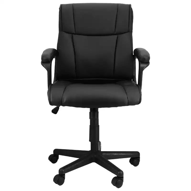 Silla de oficina Elama de altura media, de piel sintética, ajustable, en color negro