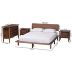 Juego de dormitorio de 4 piezas Alyssa Japandi de madera de nogal marrón de Baxton Studio