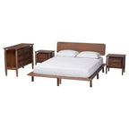 Juego de dormitorio de 4 piezas Alyssa Japandi de madera de nogal marrón de Baxton Studio