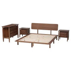 Juego de dormitorio de 4 piezas Alyssa Japandi de madera de nogal marrón de Baxton Studio
