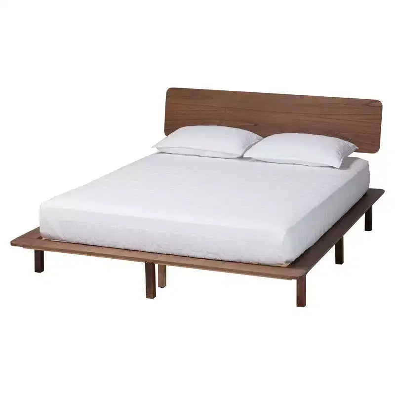 Juego de dormitorio de 4 piezas Alyssa Japandi de madera de nogal marrón de Baxton Studio