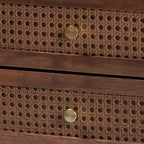 Juego de dormitorio de 4 piezas Alyssa Japandi de madera de nogal marrón de Baxton Studio