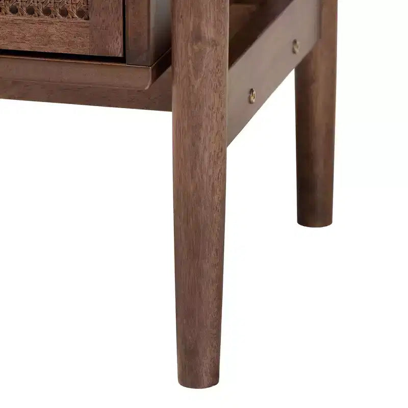 Juego de dormitorio de 4 piezas Alyssa Japandi de madera de nogal marrón de Baxton Studio