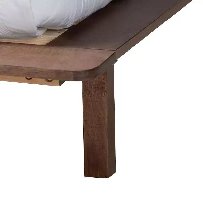 Juego de dormitorio de 4 piezas Alyssa Japandi de madera de nogal marrón de Baxton Studio