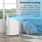 Portable Air Conditioner, 13000 BTU for Room up to 600 sq.ft, Dehumidifier & Fan, Portable AC with 3 Fan Speeds, 24H Timer, Remote Control