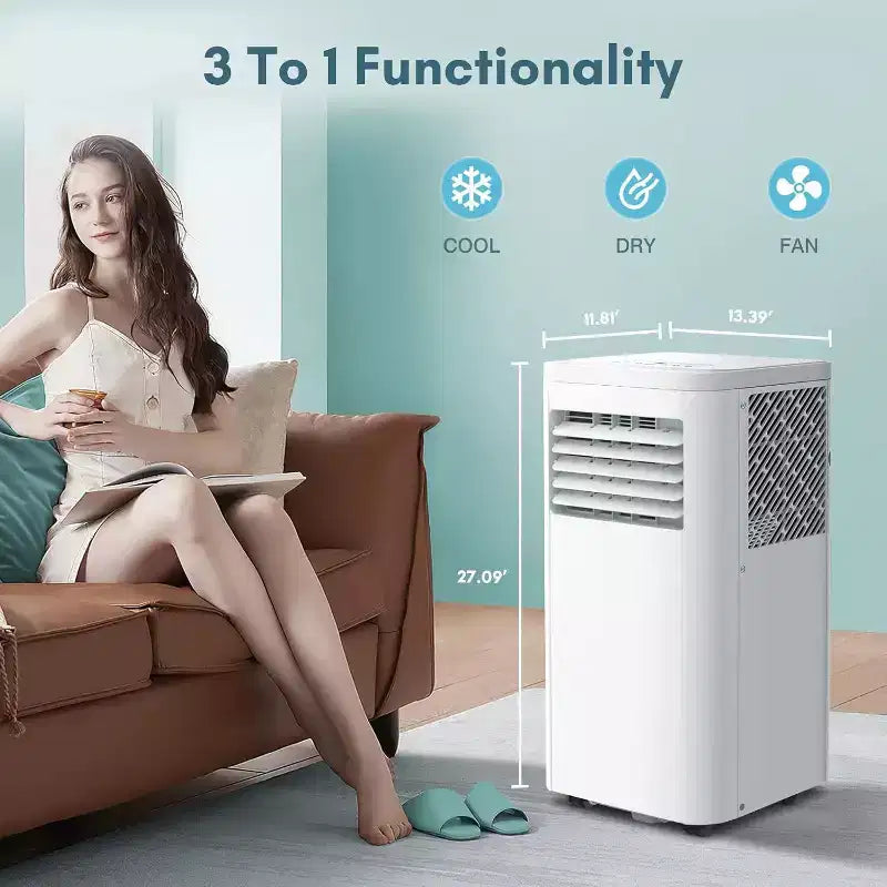 R.W.FLAME 8,000 BTU Portable Air Conditioner with Remote Control, 3-in-1 Air Conditioner with Digital Display,24Hrs Timer,Installation Kit for Home