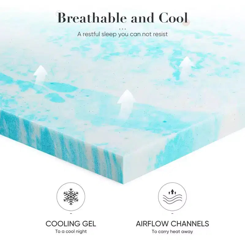 Colchón de espuma viscoelástica azul de 3 pulgadas, tamaño doble, suavidad y comodidad inigualables, solución de sueño premium