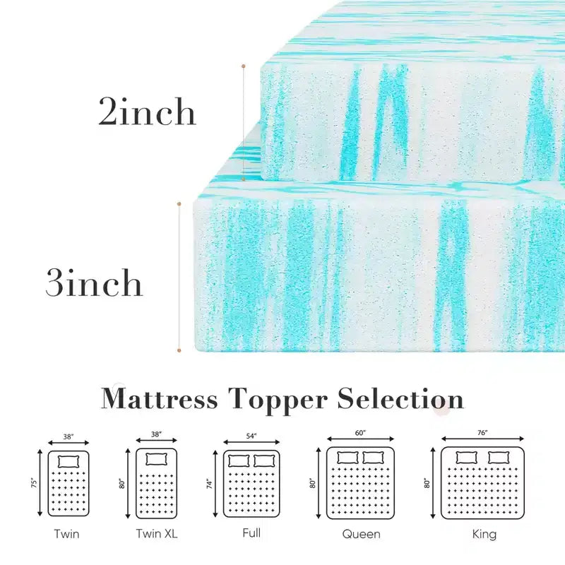 Colchón de espuma viscoelástica azul de 3 pulgadas, tamaño doble, suavidad y comodidad inigualables, solución de sueño premium