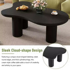 Mesa de centro Cloud de fácil montaje con tablero de 3,8 cm de grosor, mesa auxiliar irregular de estilo crema con 3 patas robustas