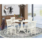 Juego de comedor redondo HomeStock de 5 piezas, lino blanco