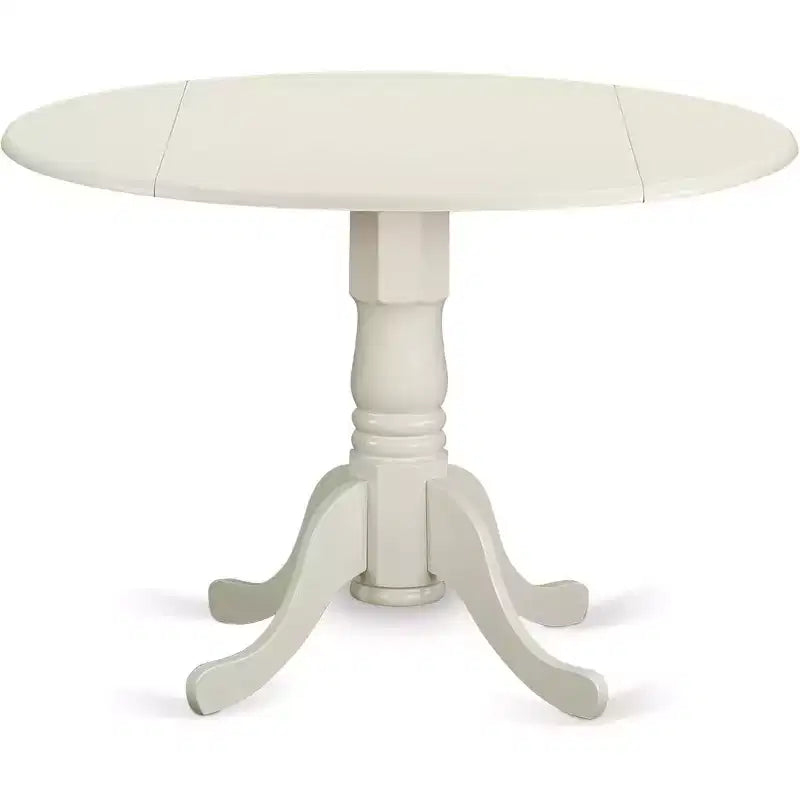 Juego de comedor redondo HomeStock de 5 piezas, lino blanco