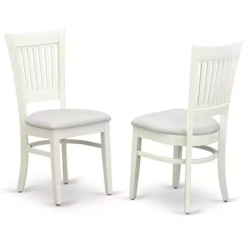 Juego de comedor redondo HomeStock de 5 piezas, lino blanco