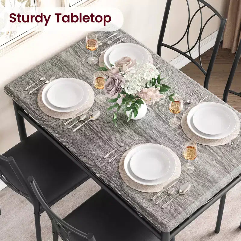 Juego de mesa de comedor, juego de mesa de cocina para 4 personas, juego de mesa de comedor de madera de 4 piezas con 4 sillas, juego de mesa rectangular de cocina para espacios pequeños