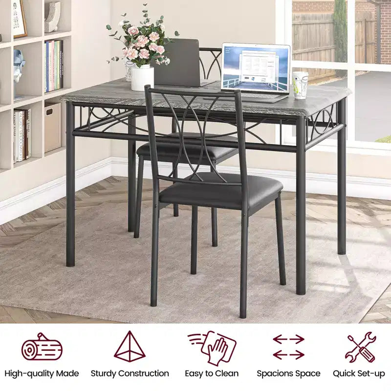 Juego de mesa de comedor, juego de mesa de cocina para 4 personas, juego de mesa de comedor de madera de 4 piezas con 4 sillas, juego de mesa rectangular de cocina para espacios pequeños