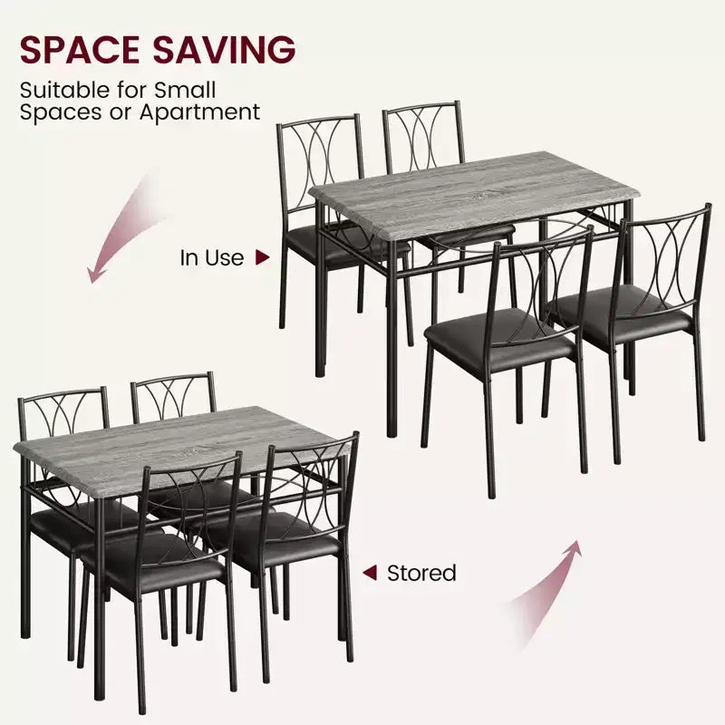 Juego de mesa de comedor, juego de mesa de cocina para 4 personas, juego de mesa de comedor de madera de 4 piezas con 4 sillas, juego de mesa rectangular de cocina para espacios pequeños