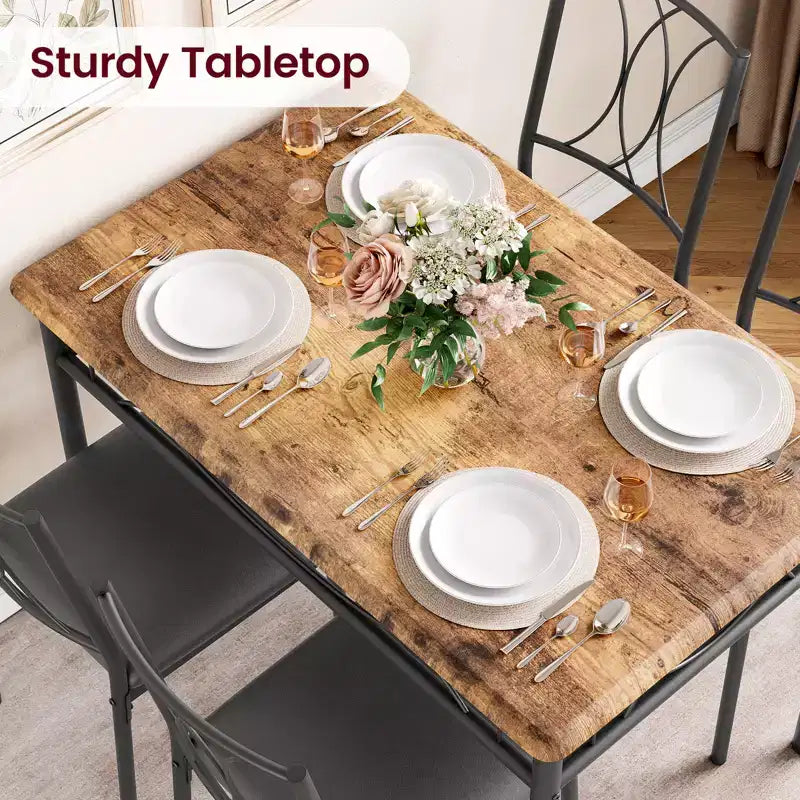 Juego de mesa de comedor, juego de mesa de cocina para 4 personas, juego de mesa de comedor de madera de 4 piezas con 4 sillas, juego de mesa rectangular de cocina para espacios pequeños