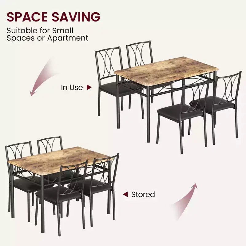 Juego de mesa de comedor, juego de mesa de cocina para 4 personas, juego de mesa de comedor de madera de 4 piezas con 4 sillas, juego de mesa rectangular de cocina para espacios pequeños