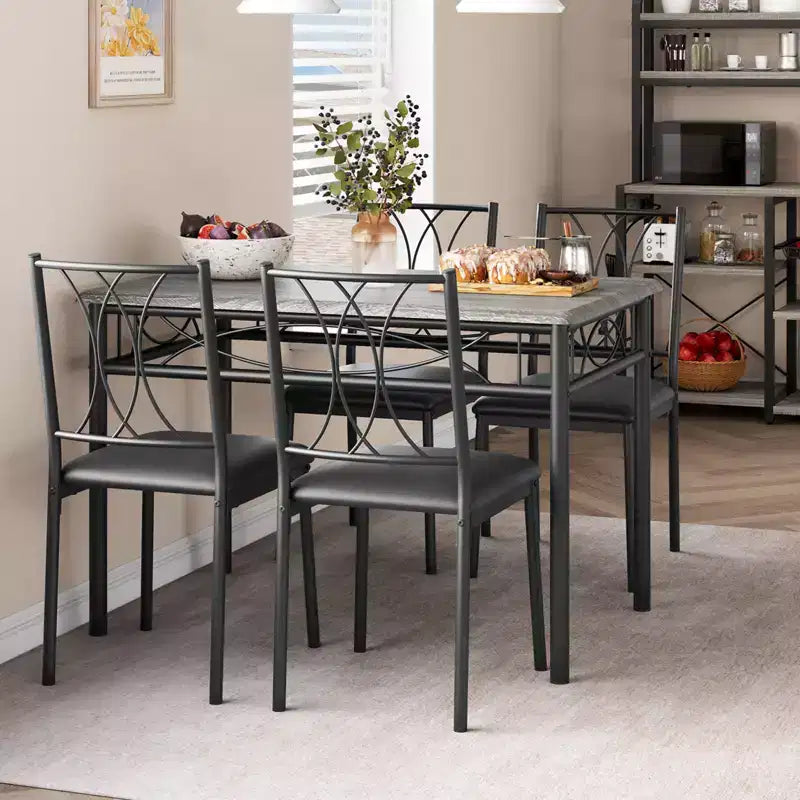 Juego de mesa de comedor, juego de mesa de cocina para 4 personas, juego de mesa de comedor de madera de 4 piezas con 4 sillas, juego de mesa rectangular de cocina para espacios pequeños