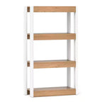 Costway 1/2 Uds. Estantería de 4 Niveles Librería de Madera con Kits Antivuelco Dobles Estantería Abierta Natural/Marrón