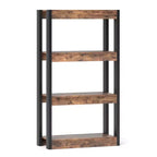 Costway 1/2 Uds. Estantería de 4 Niveles Librería de Madera con Kits Antivuelco Dobles Estantería Abierta Natural/Marrón