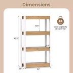 Costway 1/2 Uds. Estantería de 4 Niveles Librería de Madera con Kits Antivuelco Dobles Estantería Abierta Natural/Marrón