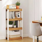 Costway 1/2 Uds. Estantería de 4 Niveles Librería de Madera con Kits Antivuelco Dobles Estantería Abierta Natural/Marrón