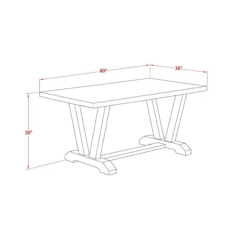 Mesa de comedor HomeStock estilo V de 36 x 60 pulgadas