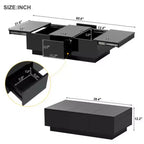 Mesa de centro de alto brillo con tapa deslizante para sala de estar, 39.3x21.6, Negra