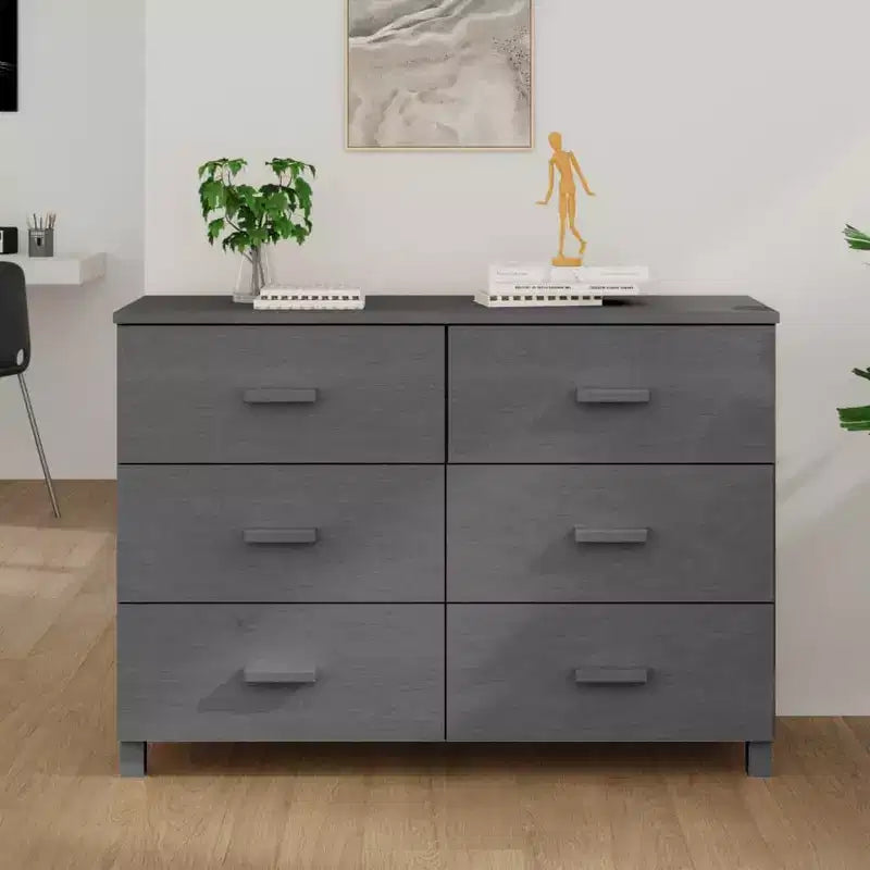 vidaXL Cajonera HAMAR gris oscuro 44,5x15,7x31,5 cm madera maciza de pino