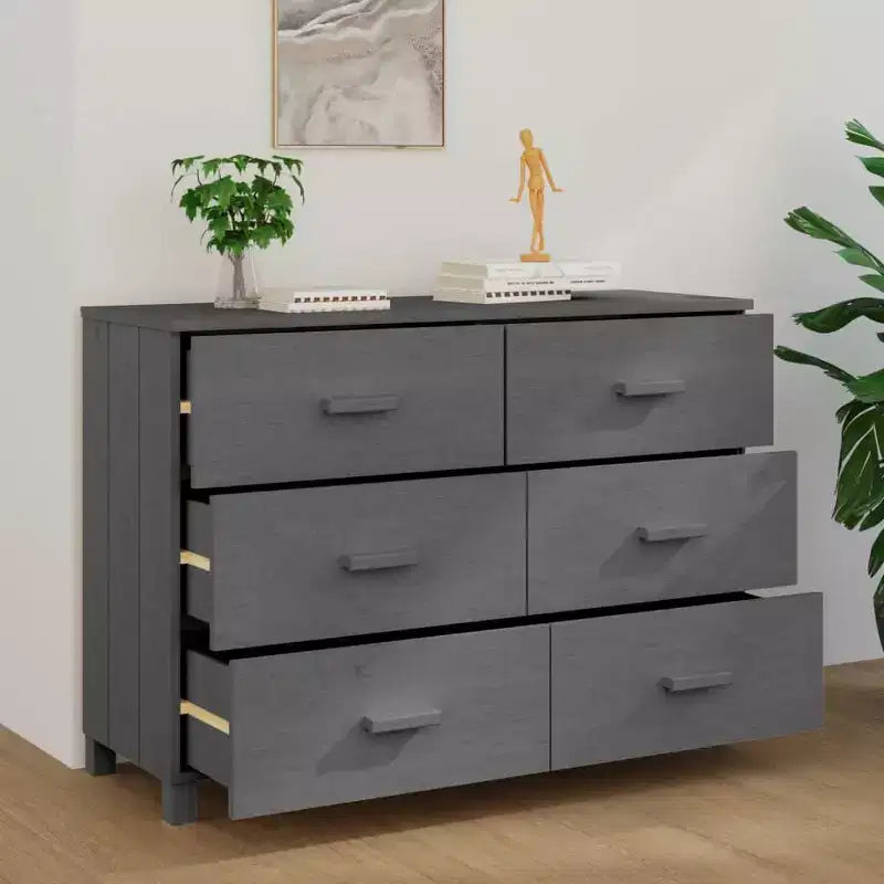 vidaXL Cajonera HAMAR gris oscuro 44,5x15,7x31,5 cm madera maciza de pino