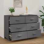 vidaXL Cajonera HAMAR gris oscuro 44,5x15,7x31,5 cm madera maciza de pino