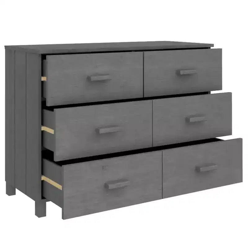 vidaXL Cajonera HAMAR gris oscuro 44,5x15,7x31,5 cm madera maciza de pino