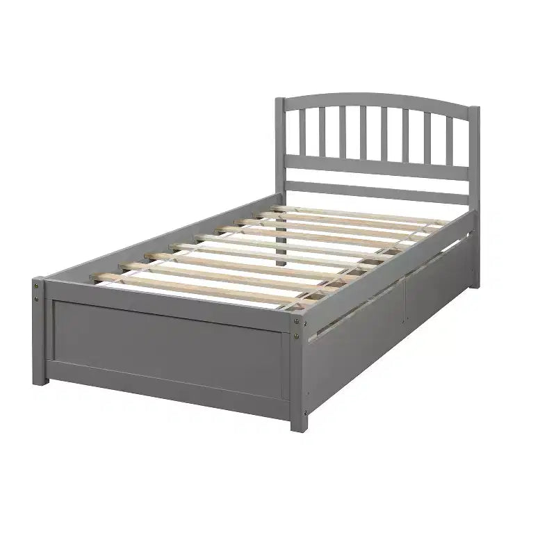 Cama de plataforma tamaño Twin Whisen de diseño elegante con dos cajones y cabecero
