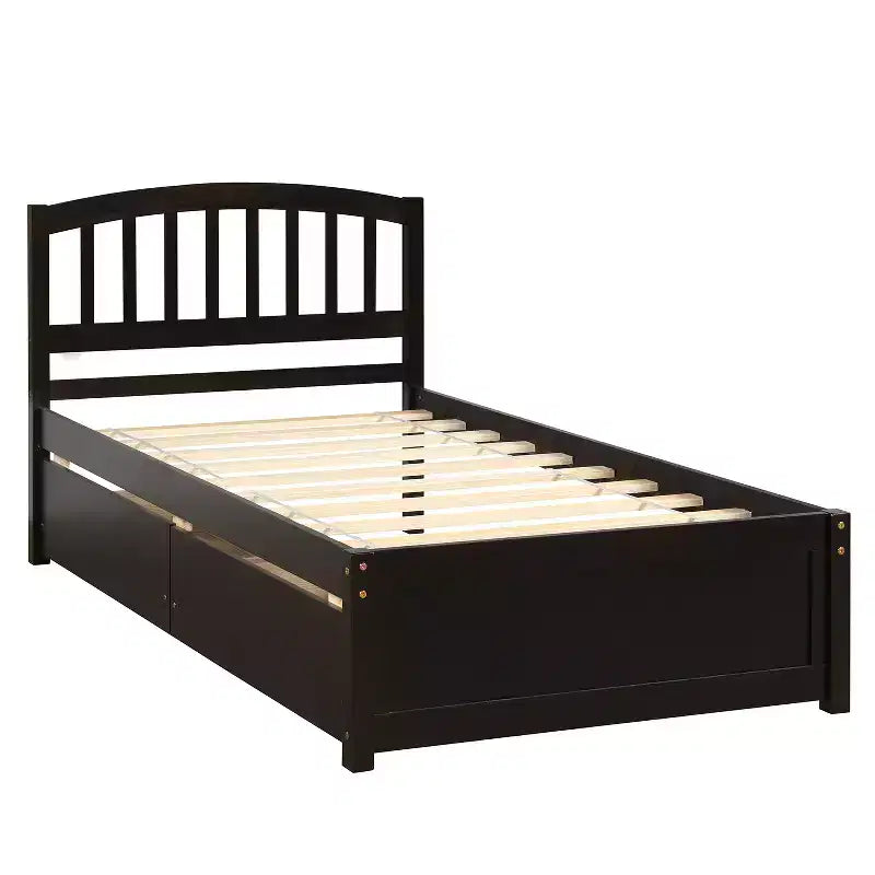 Cama de plataforma tamaño Twin Whisen de diseño elegante con dos cajones y cabecero