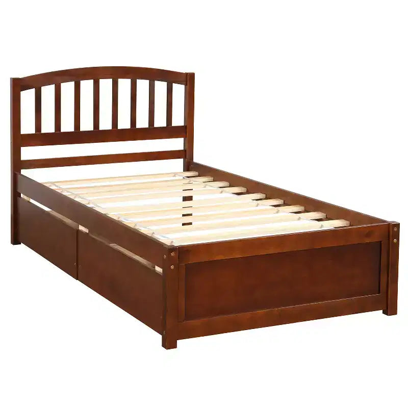 Cama de plataforma tamaño Twin Whisen de diseño elegante con dos cajones y cabecero
