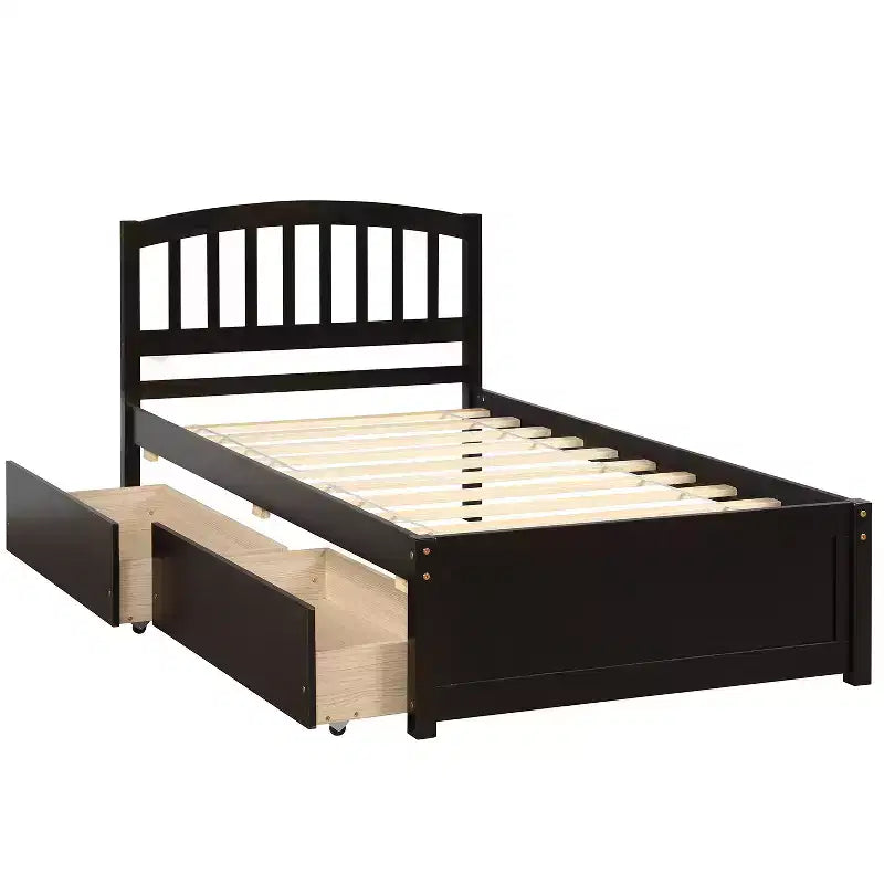 Cama de plataforma tamaño Twin Whisen de diseño elegante con dos cajones y cabecero