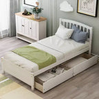 Cama de plataforma tamaño Twin Whisen de diseño elegante con dos cajones y cabecero