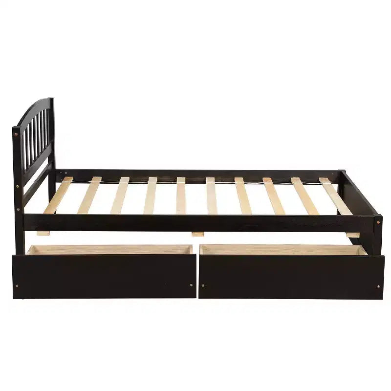 Cama de plataforma tamaño Twin Whisen de diseño elegante con dos cajones y cabecero