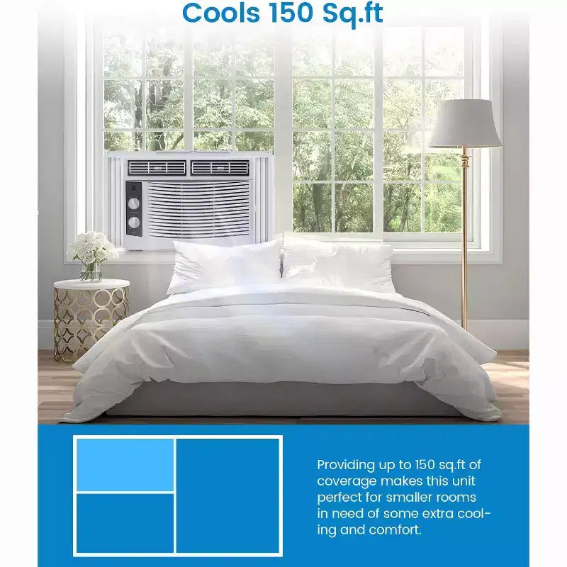 Garvee 5000 BTU Window Air Conditioner with Mechanical Controls and Reusable Filter, White