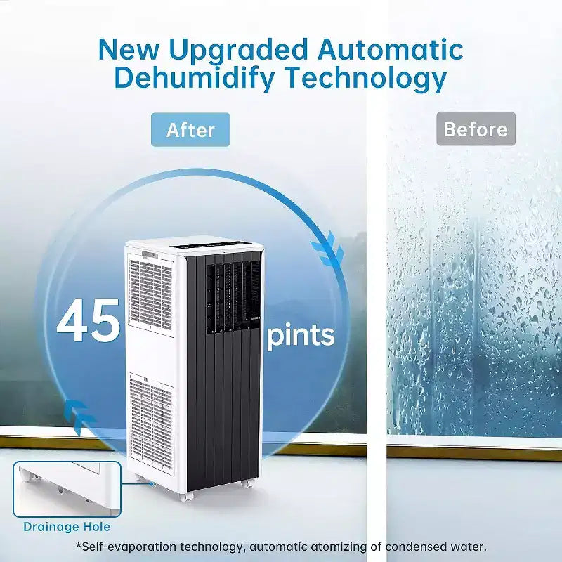 Garvee 8000 BTU Portable Air Conditioner, 3-in-1 AC Unit With Remote Control & Dehumidifier, Black