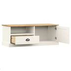 vidaXL Mueble de TV VIGO de Madera Maciza de Pino Blanca, Centro de Entretenimiento - 105,9x40x40 cm con Cajón, Estante Abierto y Armario, Fácil de Limpiar