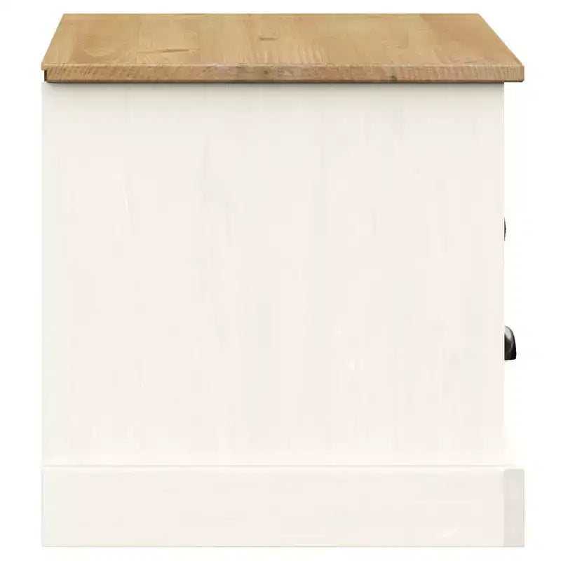vidaXL Mueble de TV VIGO de Madera Maciza de Pino Blanca, Centro de Entretenimiento - 105,9x40x40 cm con Cajón, Estante Abierto y Armario, Fácil de Limpiar